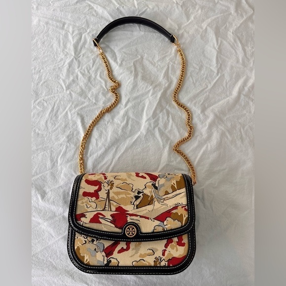 Tory Burch Robinson Printed Canvas Shoulder Bag Kite Landscape NWT - Picture 4 of 16